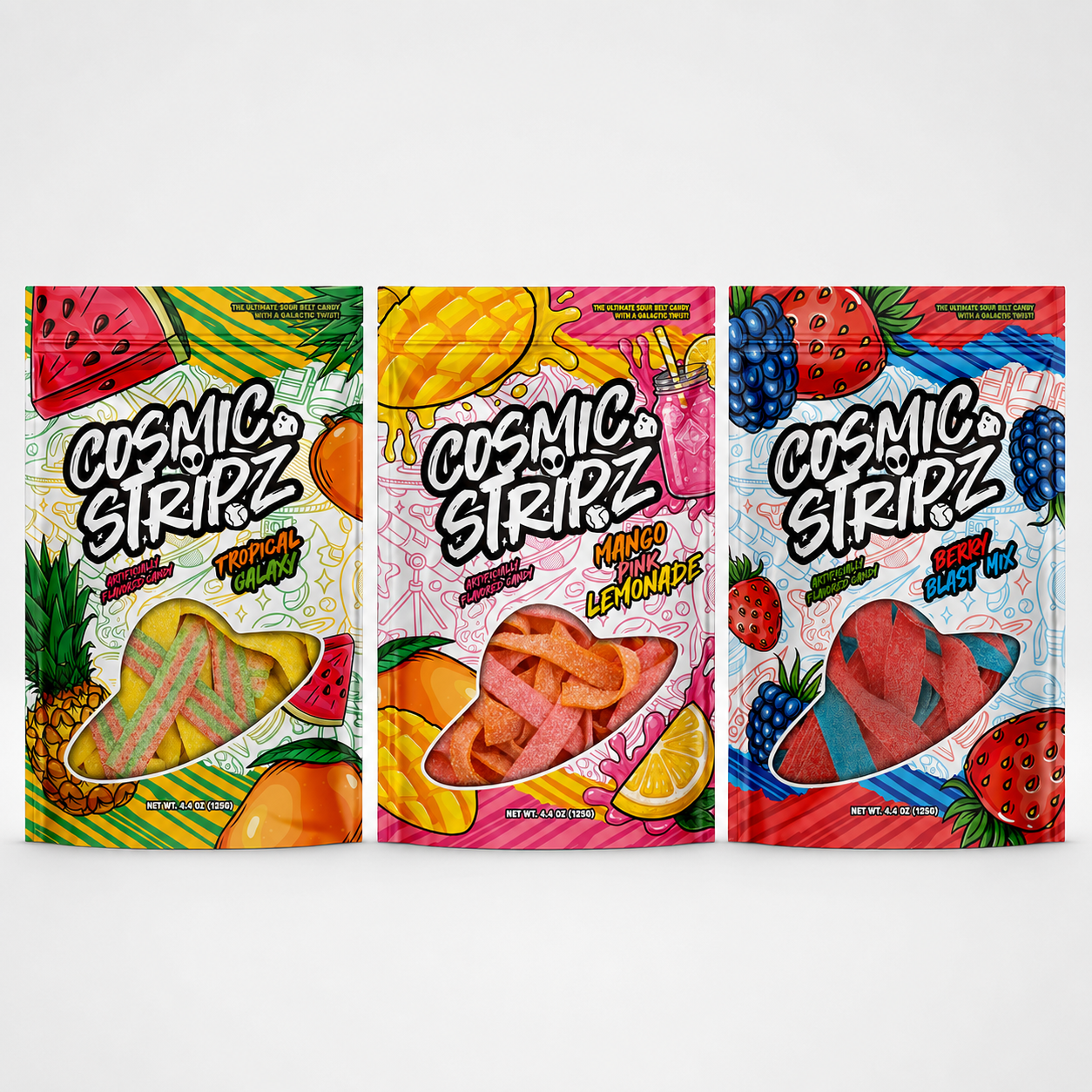 Cosmic Stripz Sour Belts - Galactic Trio